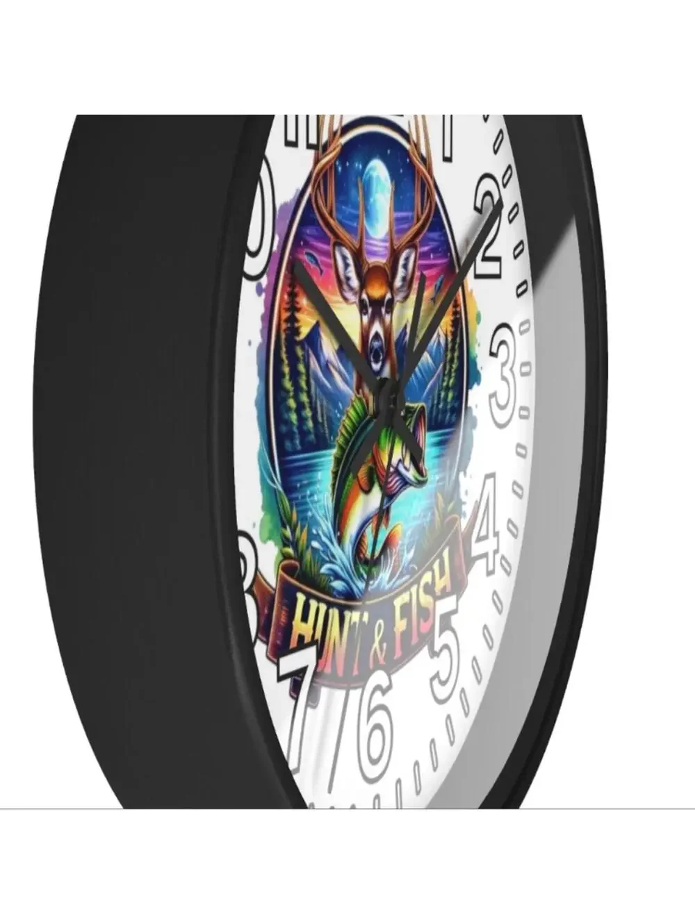Hunting And Fishing Glow In The Dark Wall Clock New!